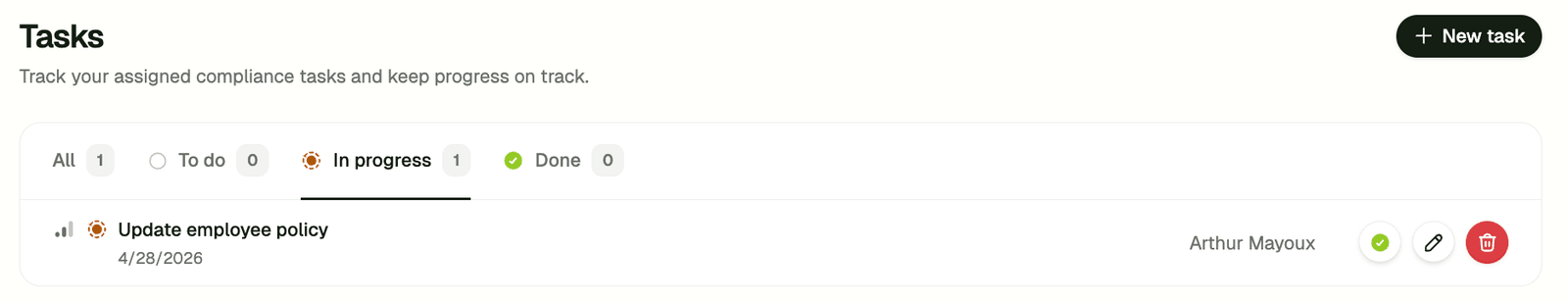 In-Progress State for Tasks screenshot